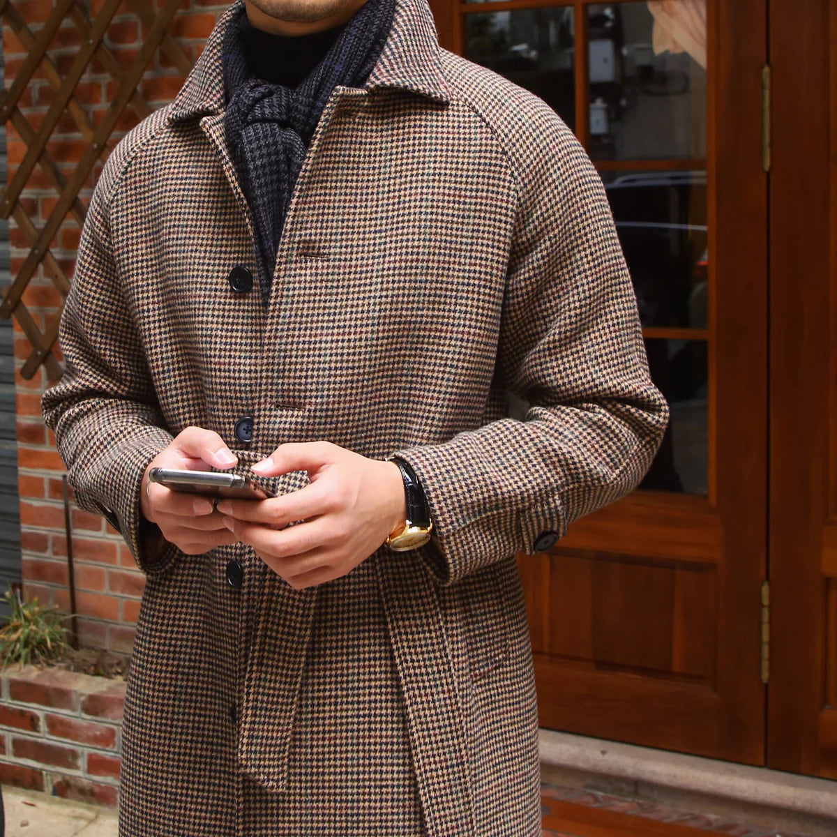 Chester Herringbone Wool Belted Coat