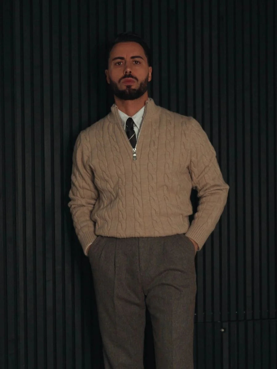 Franco Cable Knit Half-Zip Sweater