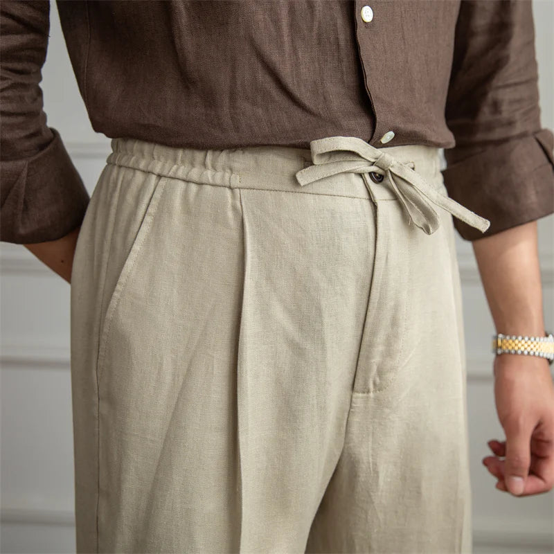 Vivenzio Lace Up Linen Pants