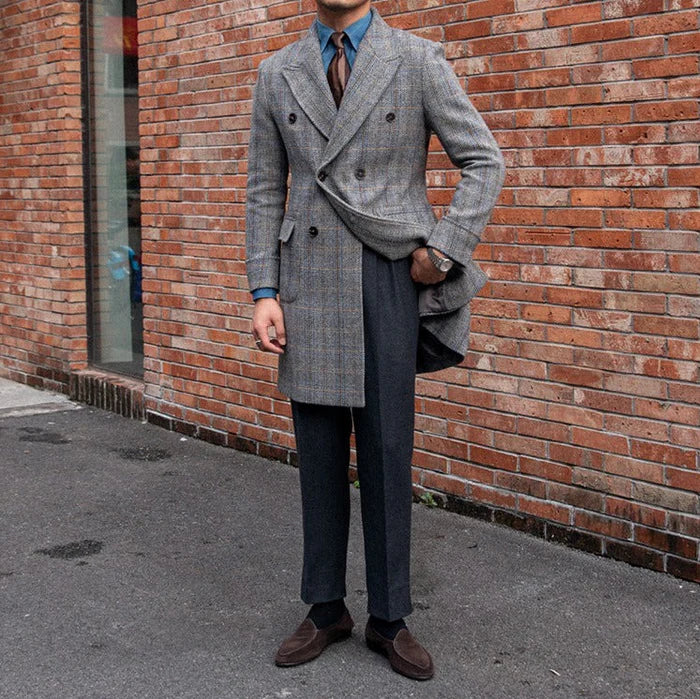 Prince of Wales Double Breasted Plaid Coat