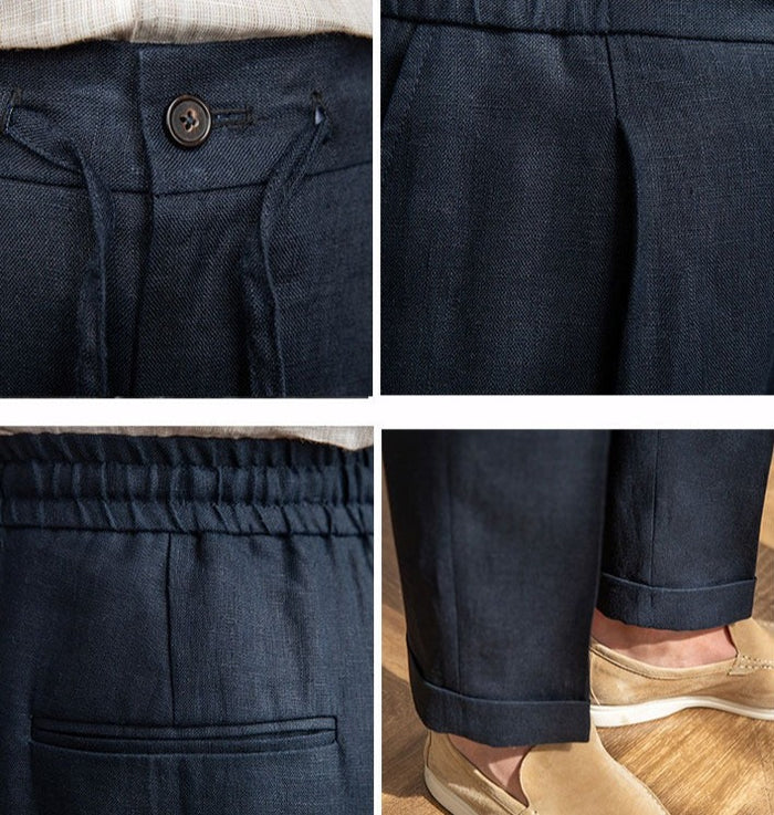 Vivenzio Lace Up Linen Pants