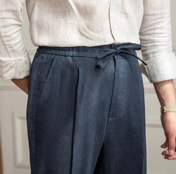 Vivenzio Lace Up Linen Pants