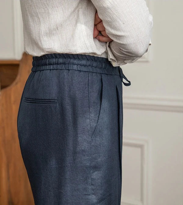 Vivenzio Lace Up Linen Pants