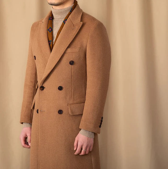 Wool Blend Double Breasted Coat