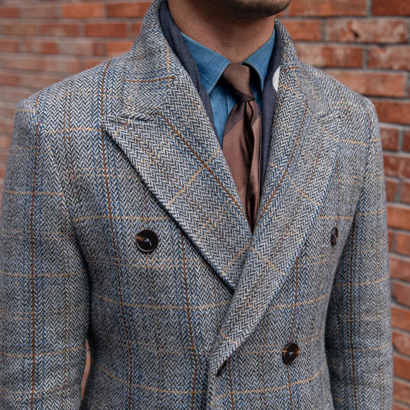 Prince of Wales Double Breasted Plaid Coat