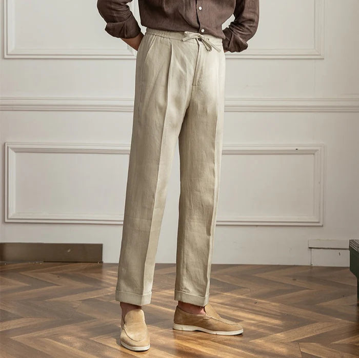 Vivenzio Lace Up Linen Pants