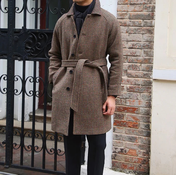 Chester Herringbone Wool Belted Coat