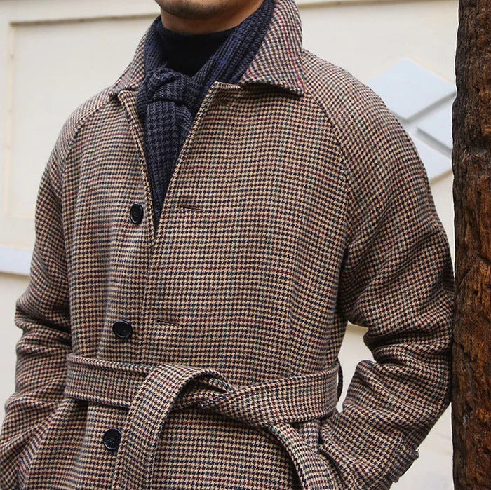 Chester Herringbone Wool Belted Coat