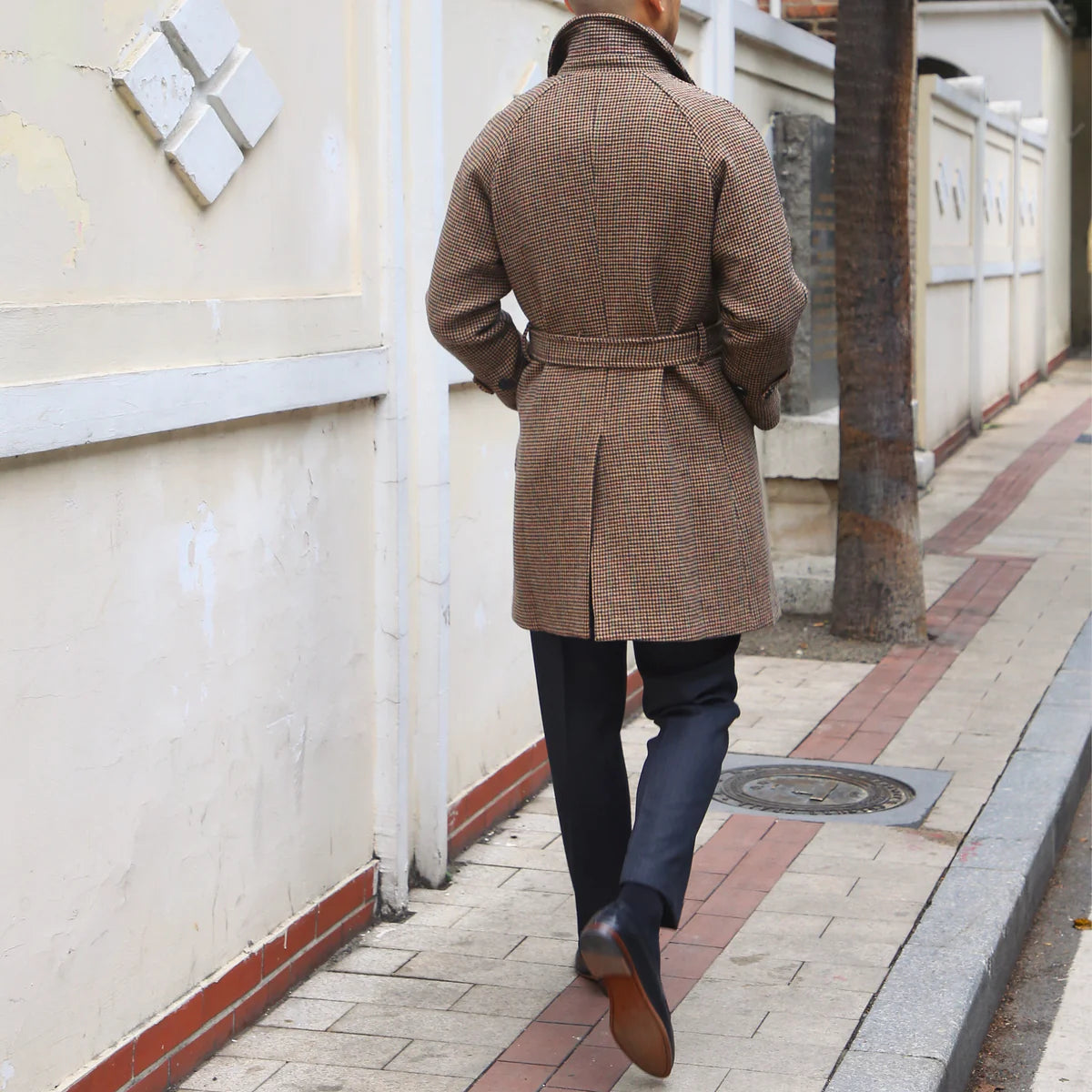 Chester Herringbone Wool Belted Coat