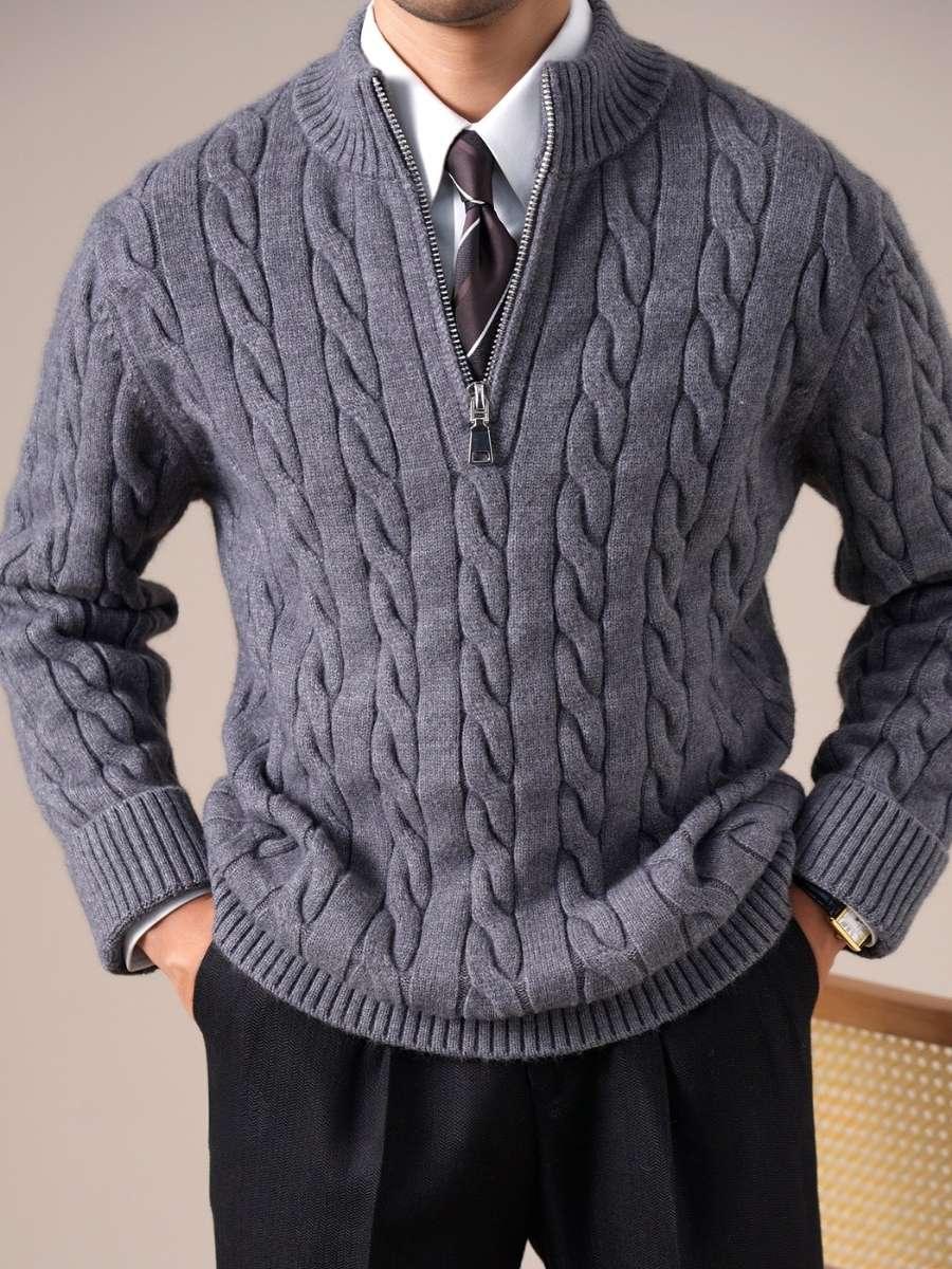 Franco Cable Knit Half-Zip Sweater