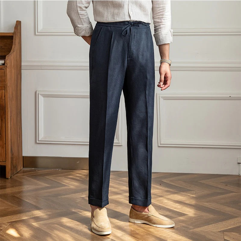 Vivenzio Lace Up Linen Pants