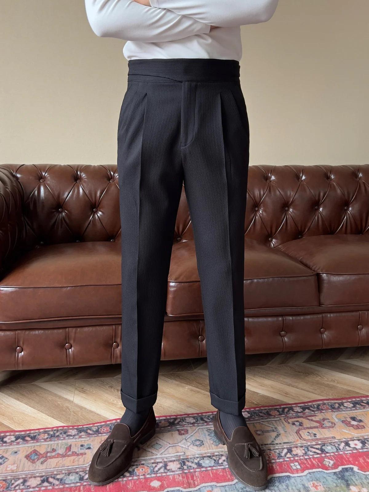 Italian Cut Velvet Fabric Pants