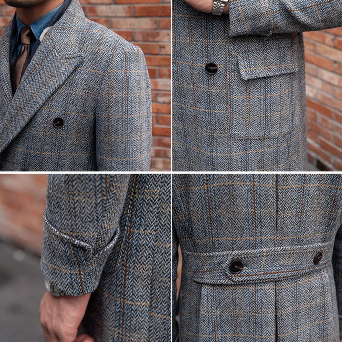 Prince of Wales Double Breasted Plaid Coat