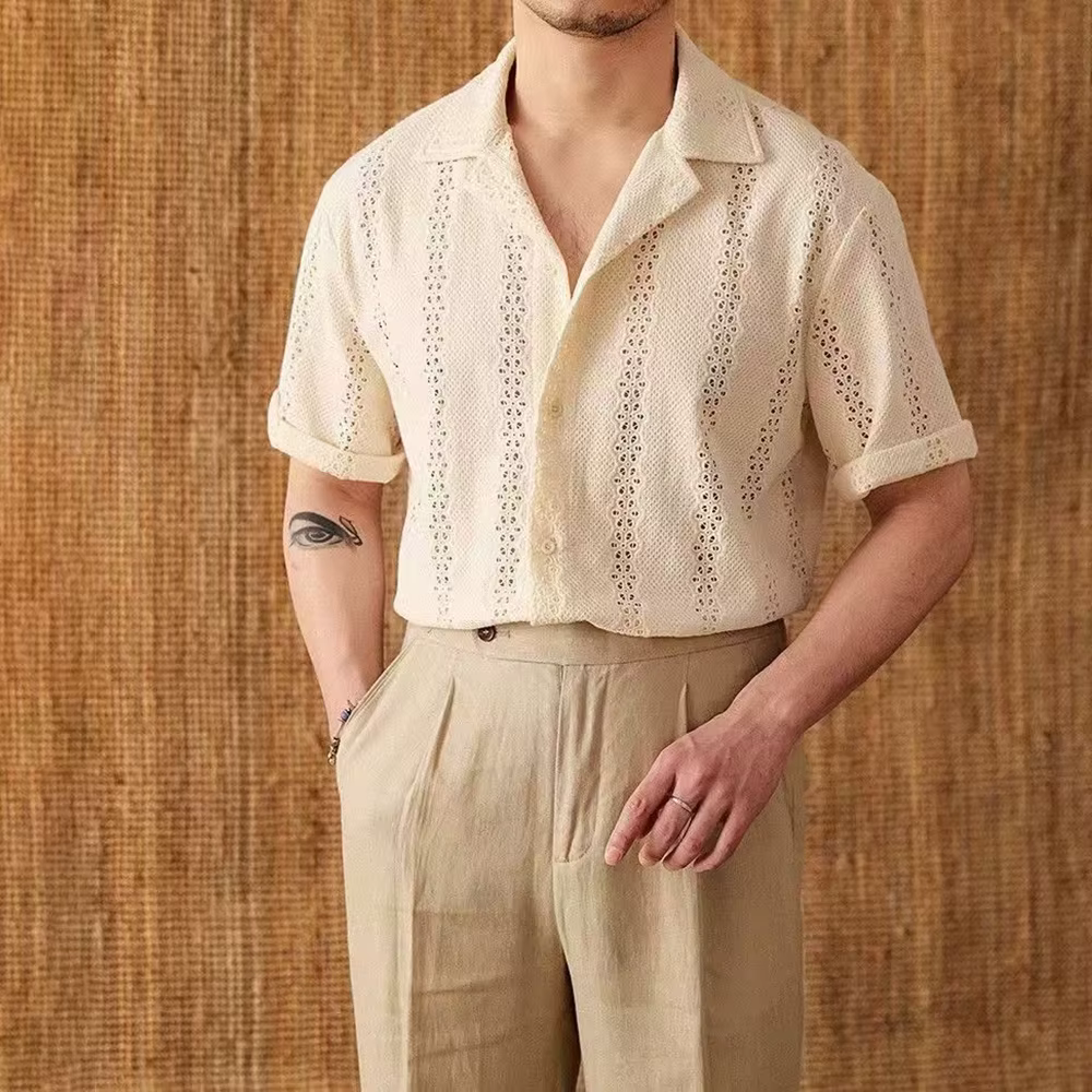 Knit Embroidered Cotton Shirt