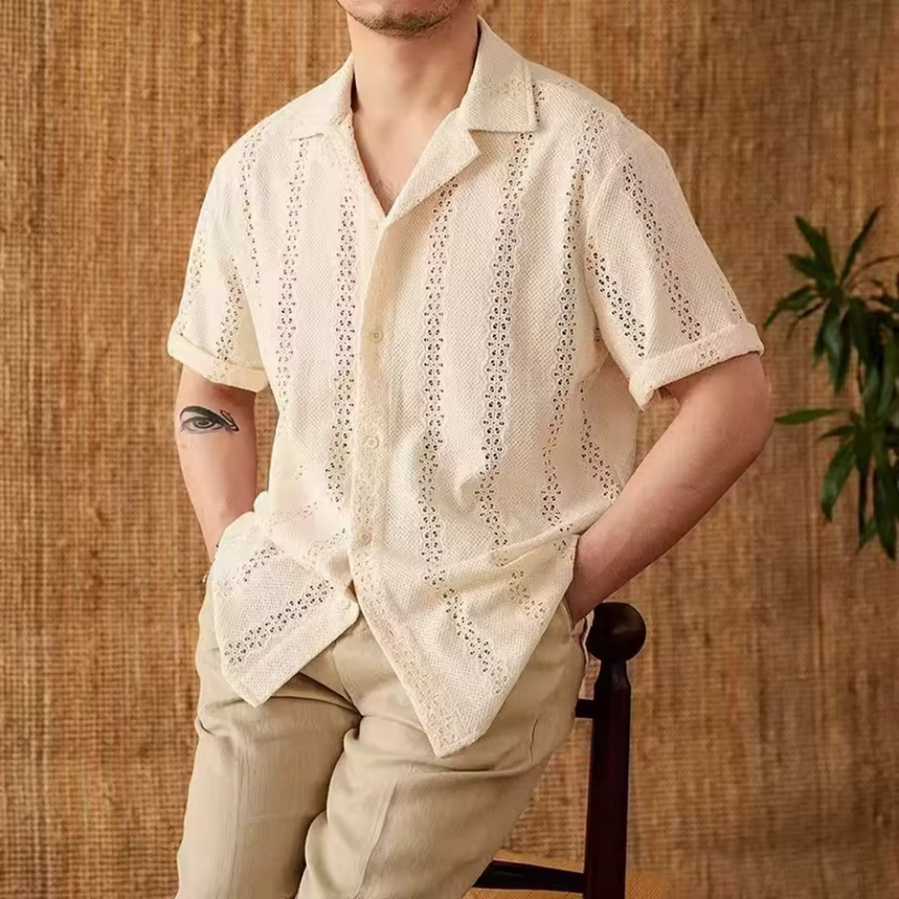 Knit Embroidered Cotton Shirt