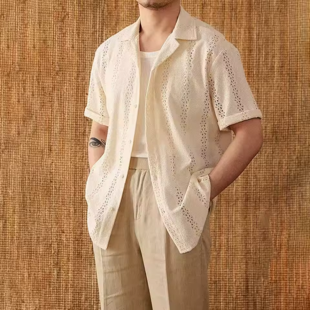 Knit Embroidered Cotton Shirt