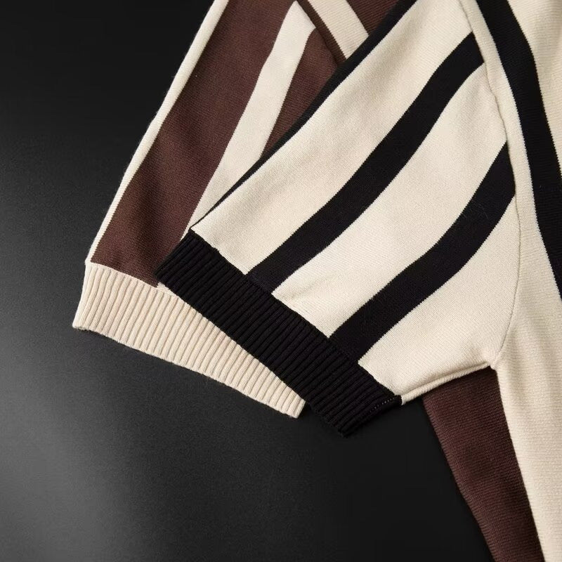 Half Zipper Striped Classic Polo
