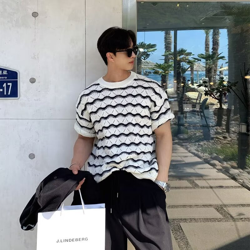 Knit Wavy White T-shirt