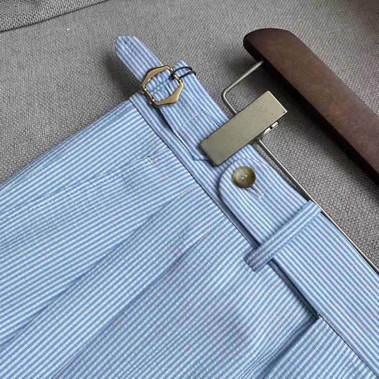 Italian Cut Striped Blue Fabric Pants