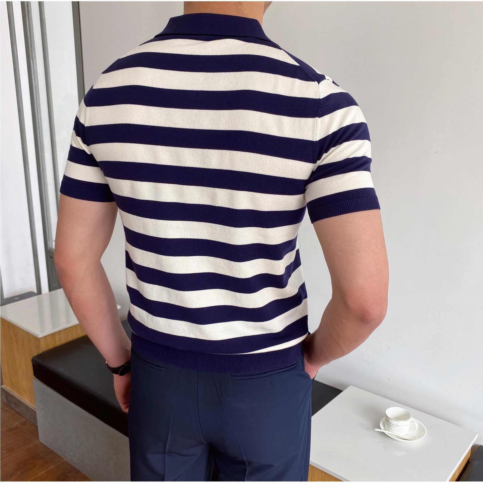 Vannes V-Neck Striped Polo