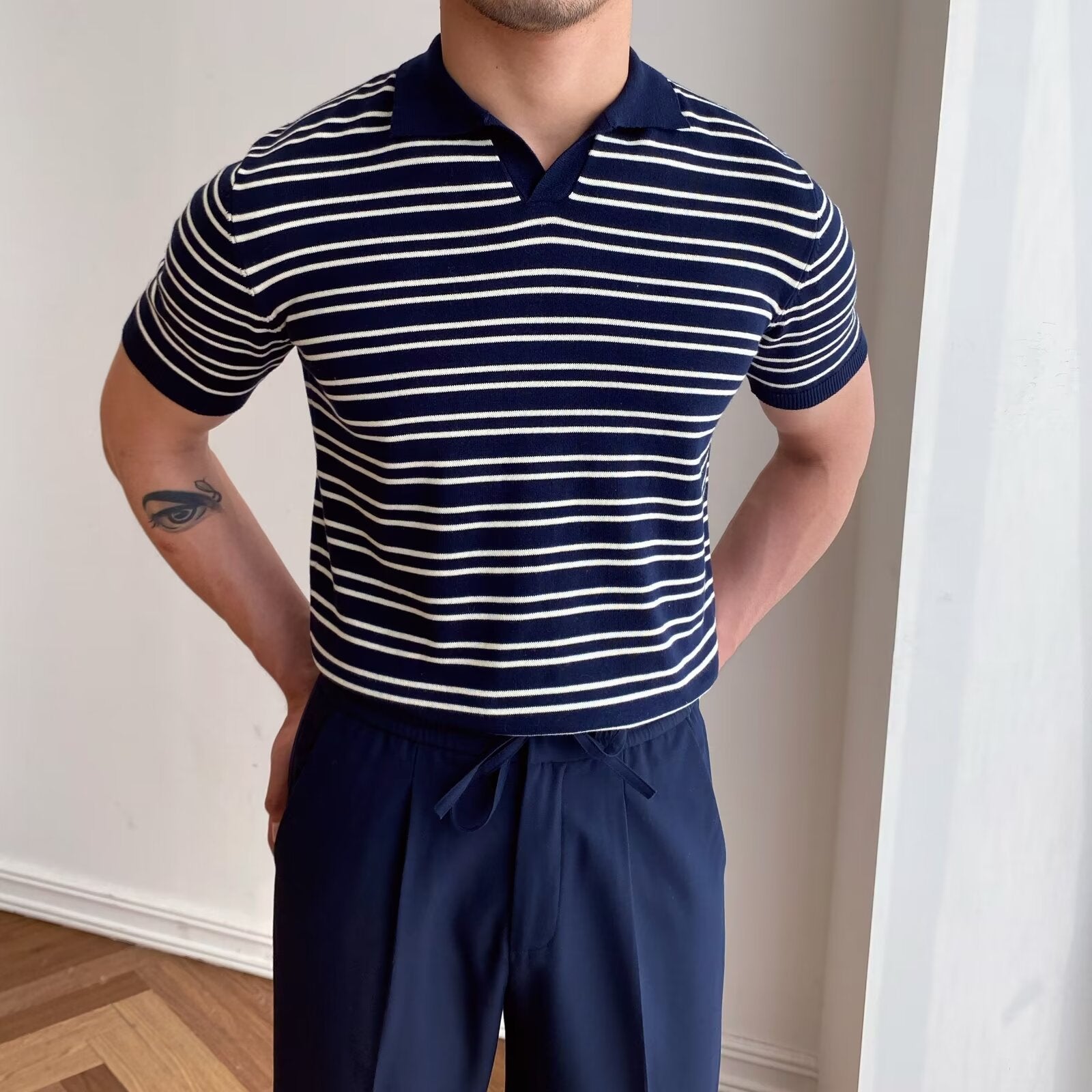 Striped Cotton Polo T-shirt
