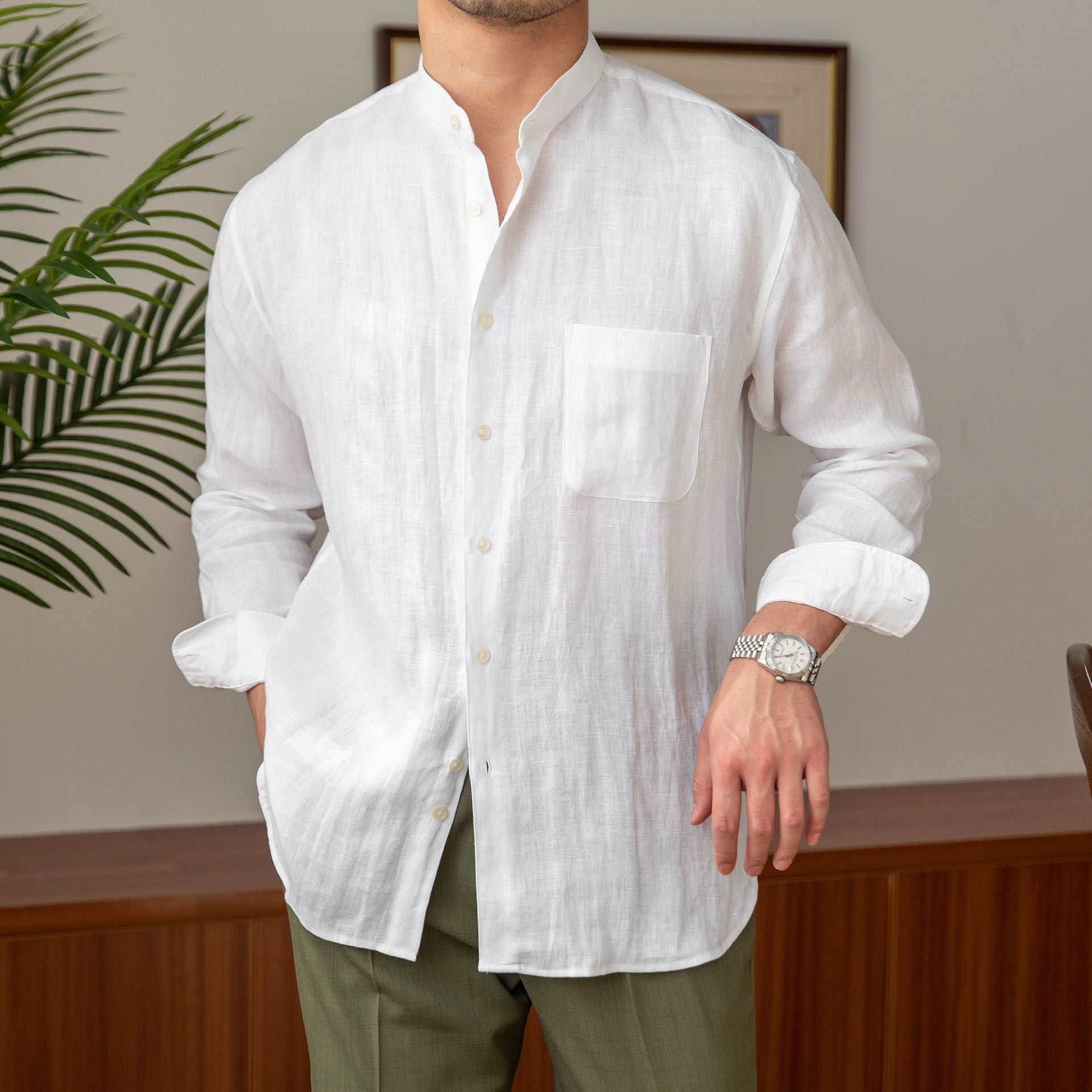 Valencia Judge Collar Linen Shirt