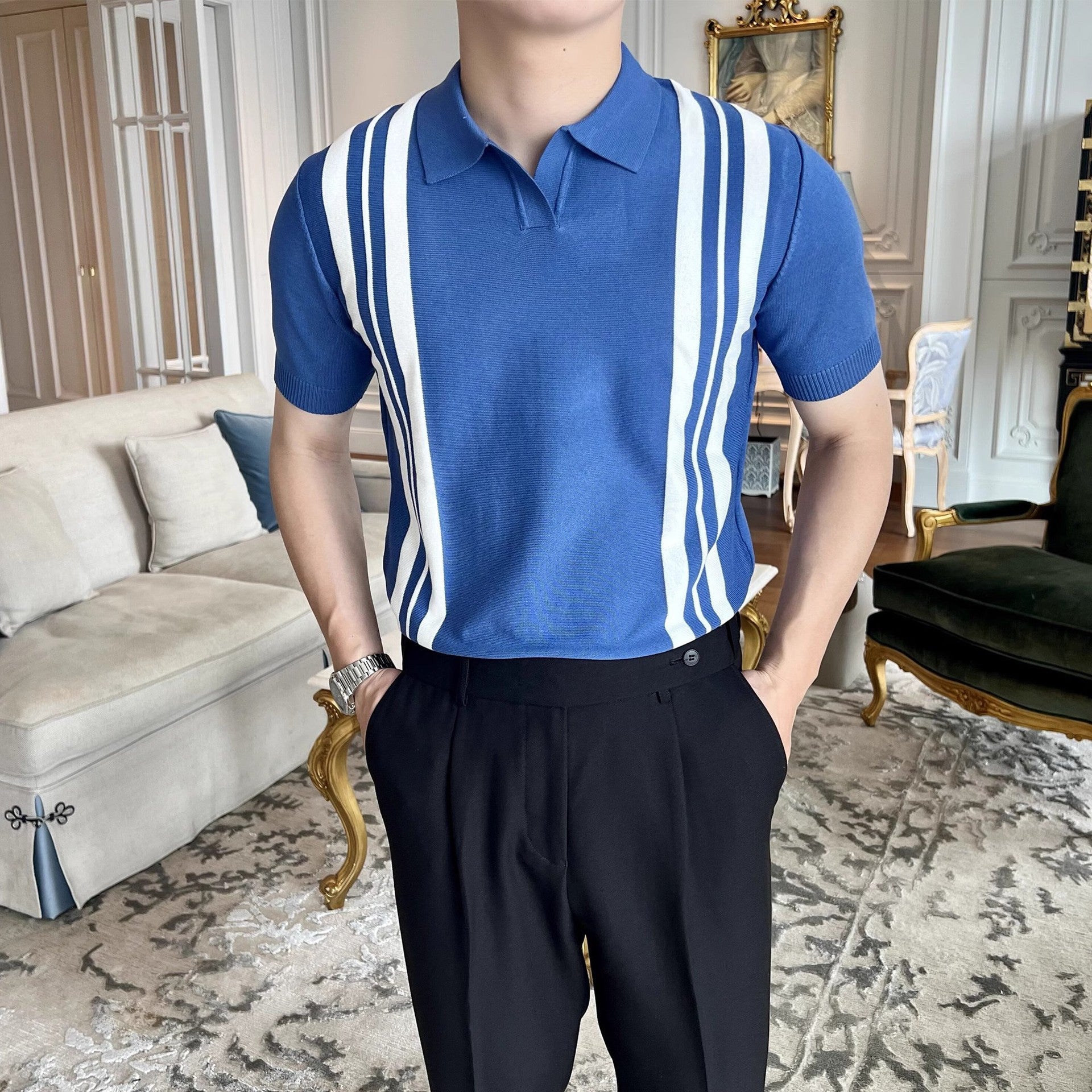 Stripe Patterned Classic Polo