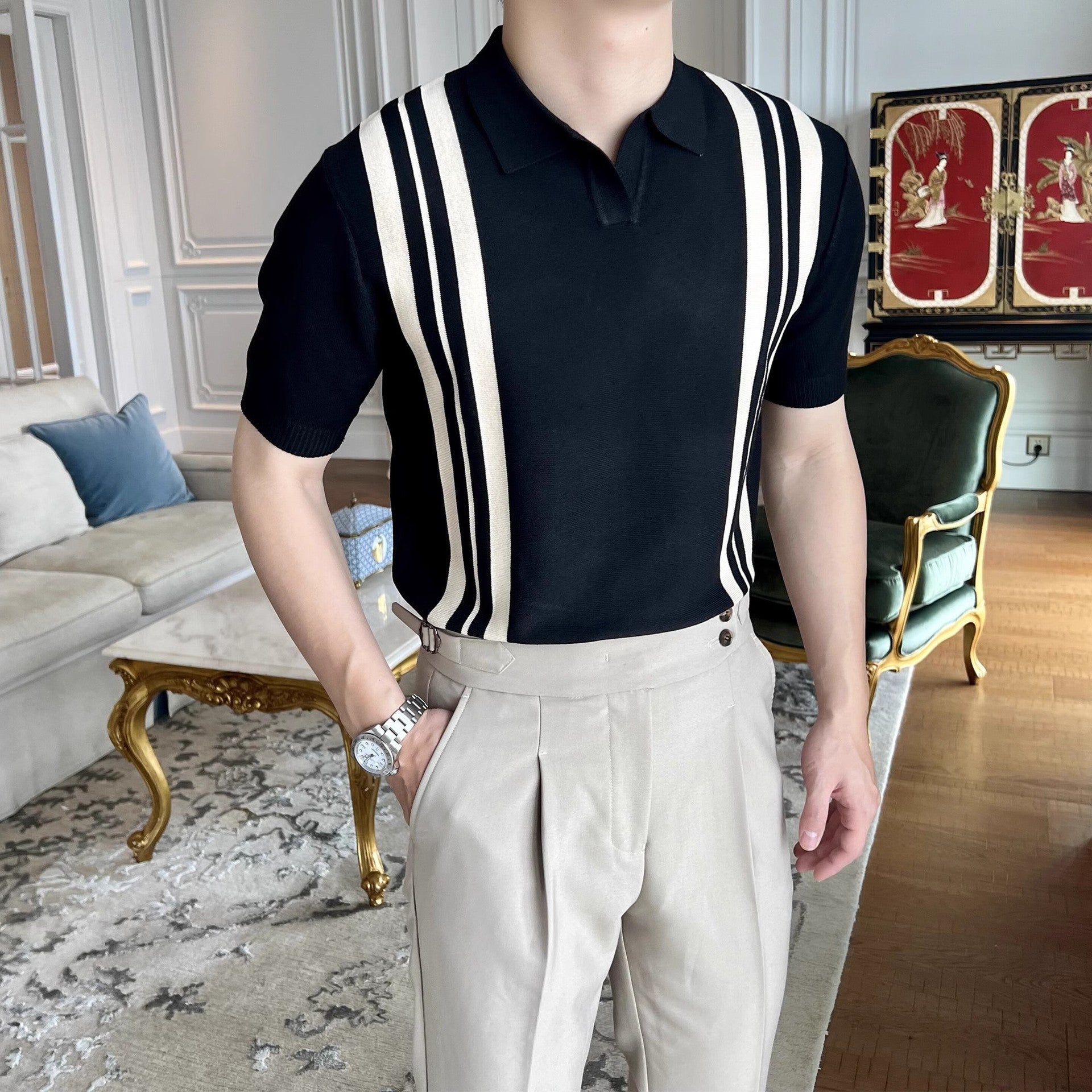 Stripe Patterned Classic Polo