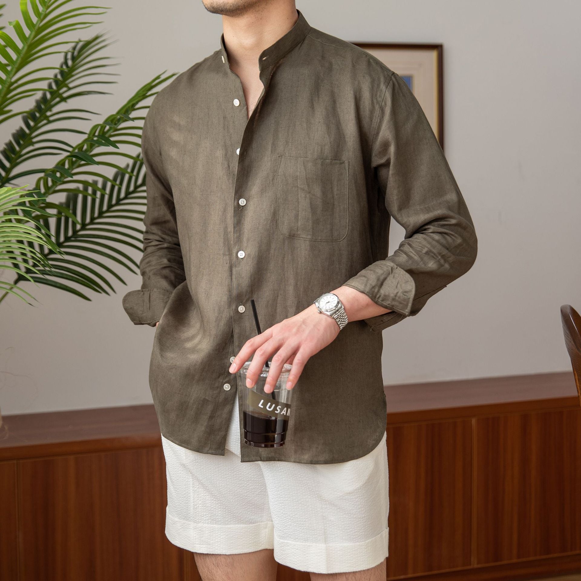 Valencia Judge Collar Linen Shirt