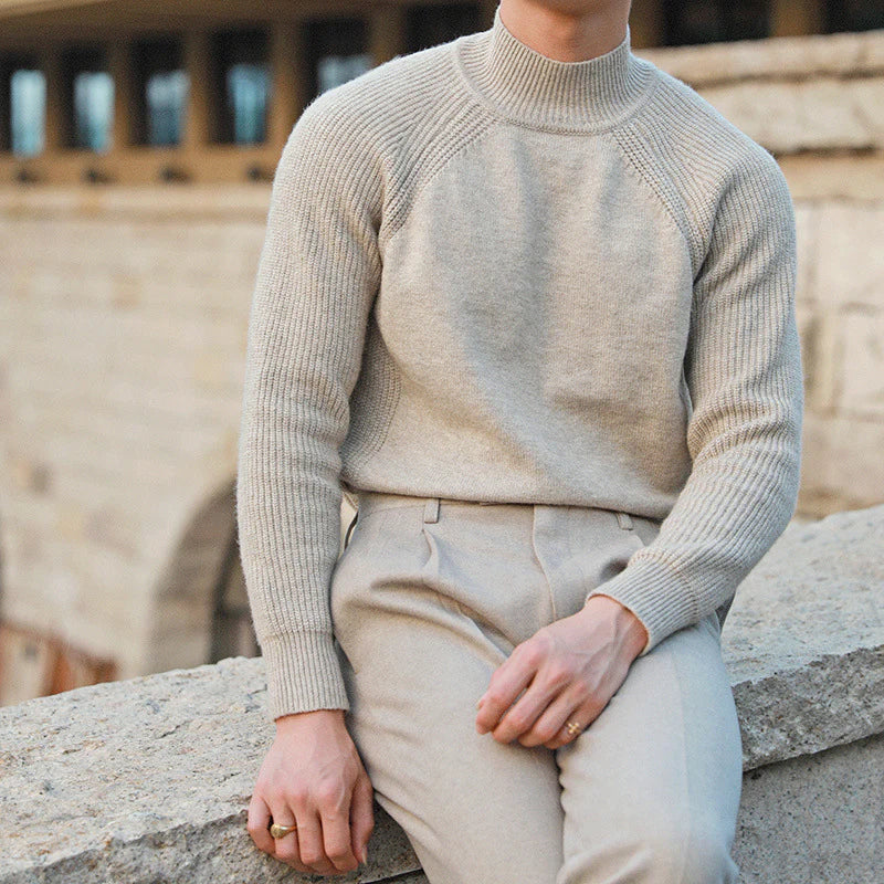 Half Fisherman Knit Striped Sweater