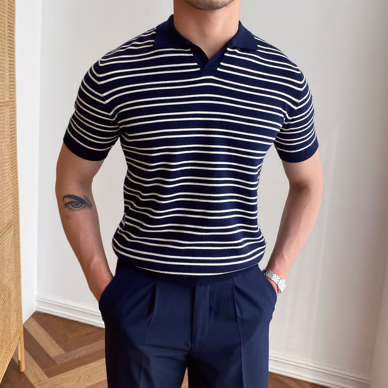 Striped Cotton Polo T-shirt