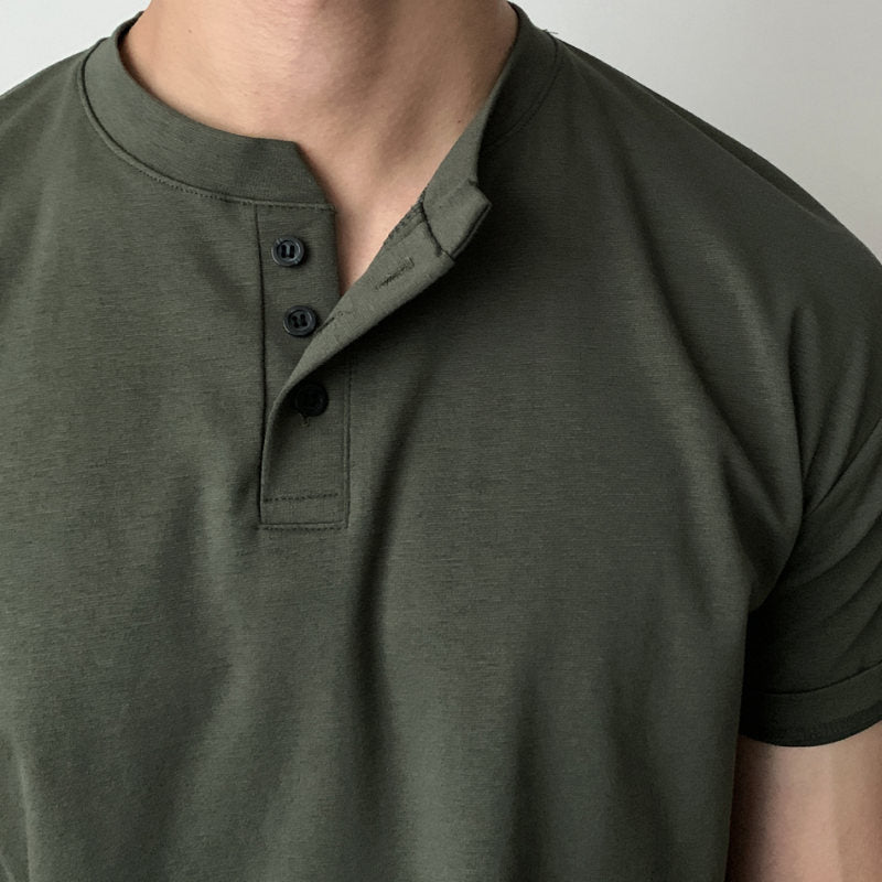American Henry Collar Cotton T-shirt