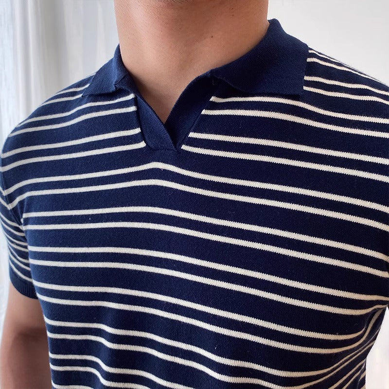 Striped Cotton Polo T-shirt