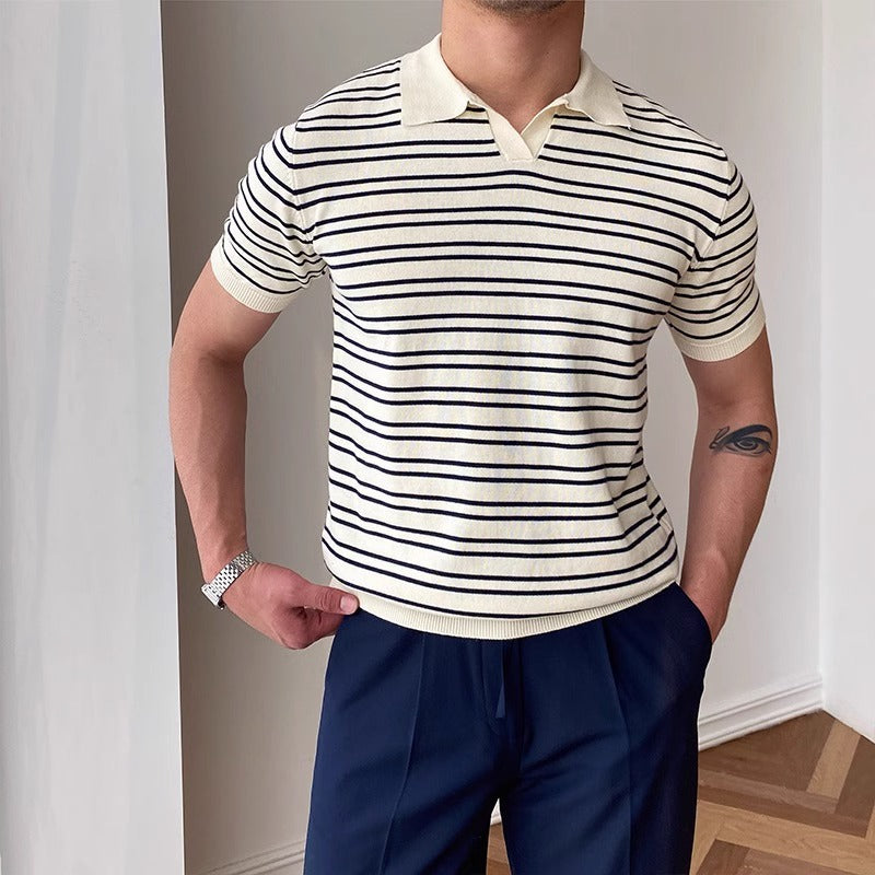 Striped Cotton Polo T-shirt