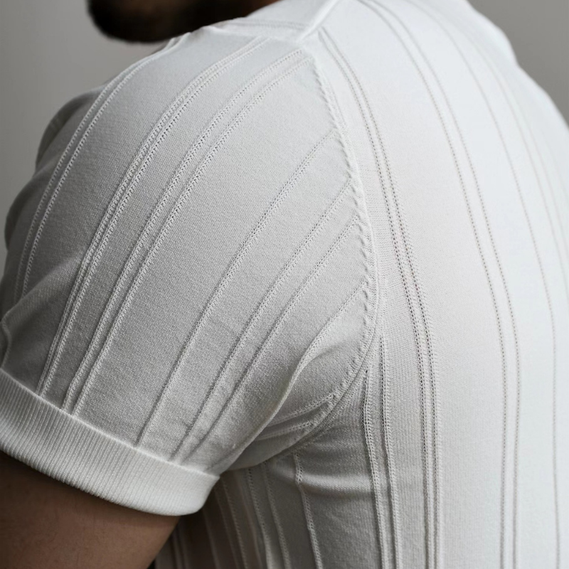 Half Zipper Striped Polo