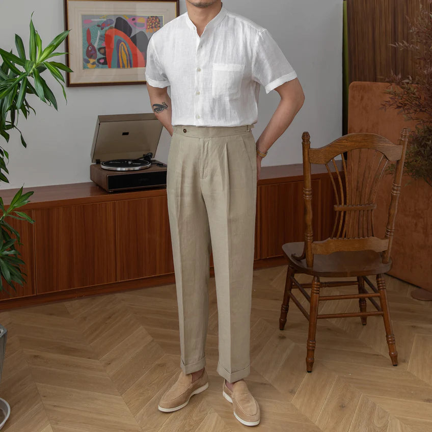 Valencia Judge Collar Linen Shirt