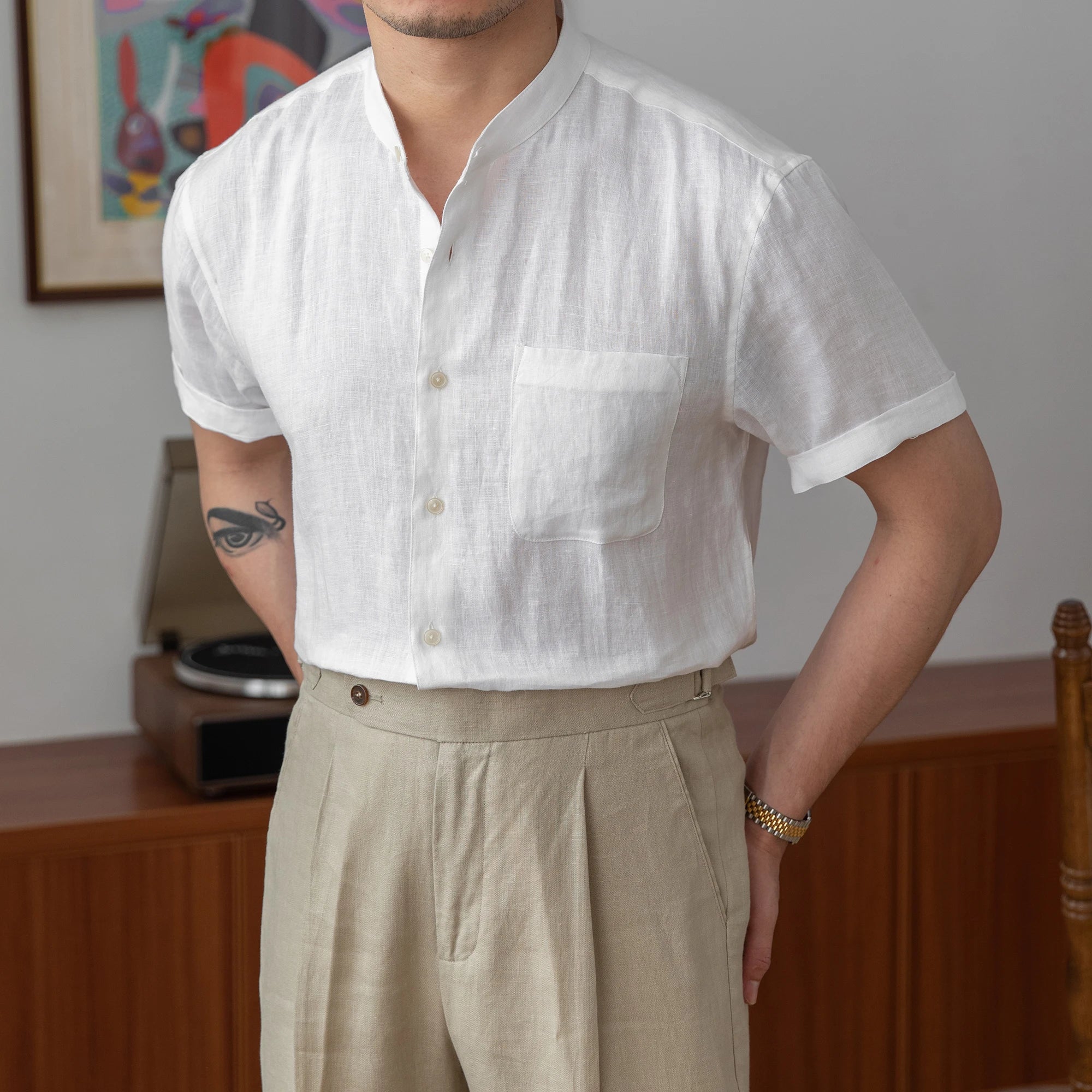 Valencia Judge Collar Linen Shirt