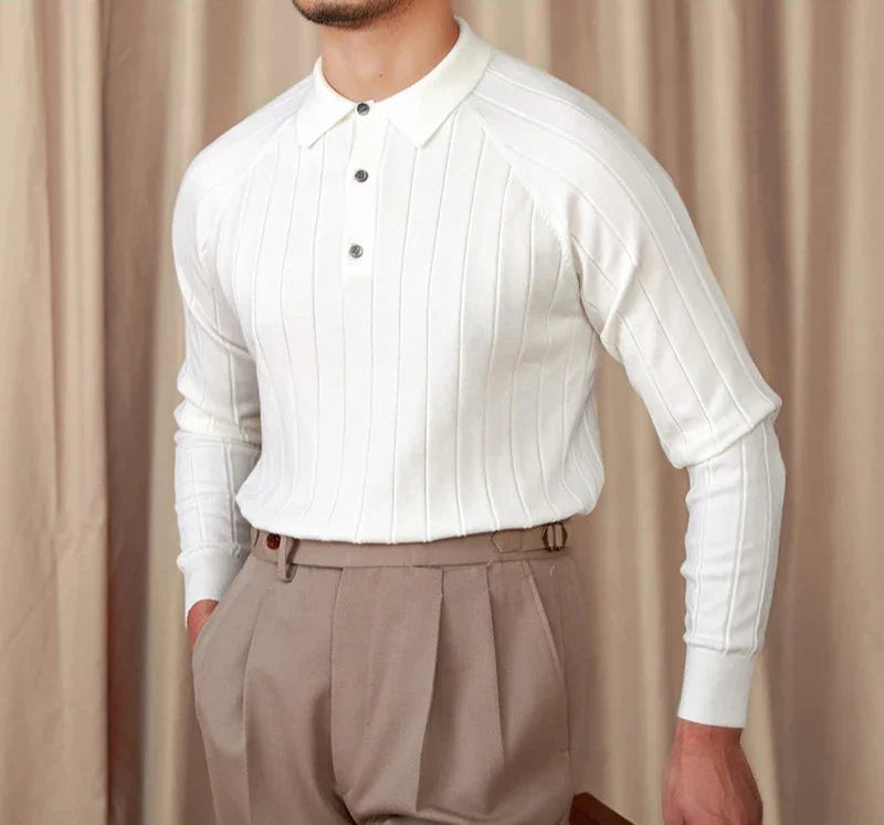 Carlo Striped Retro Polo Sweater