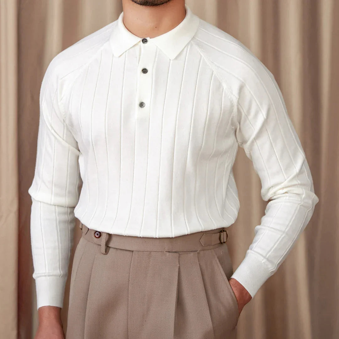 Carlo Striped Retro Polo Sweater