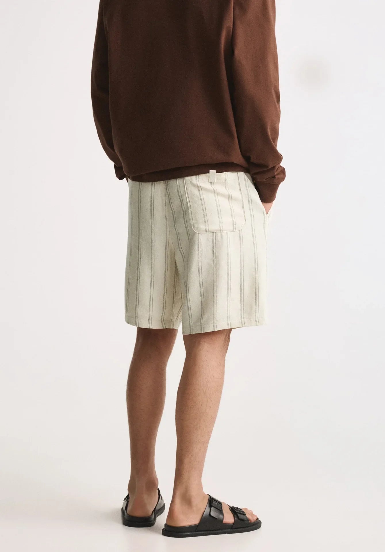 Striped Beige Linen Shorts