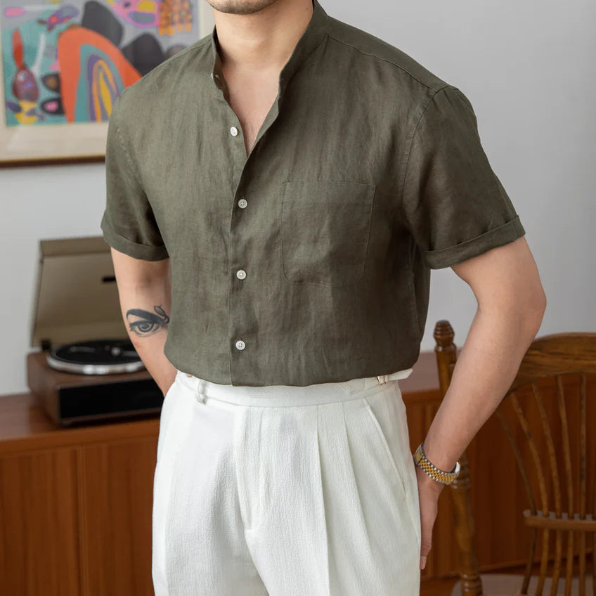 Valencia Judge Collar Linen Shirt