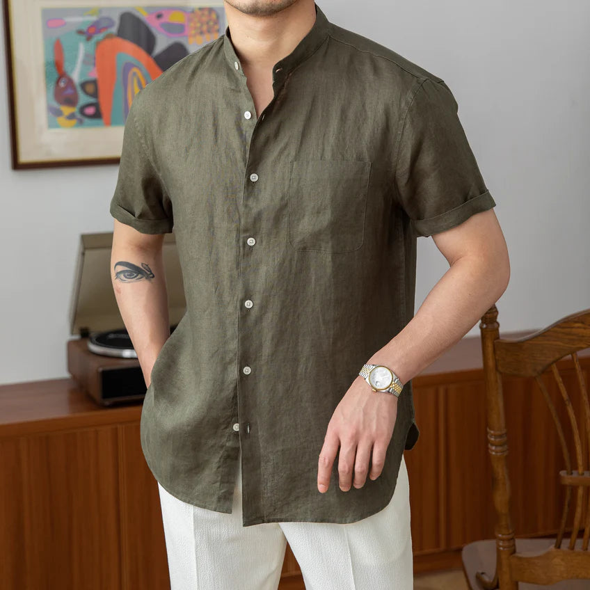 Valencia Judge Collar Linen Shirt