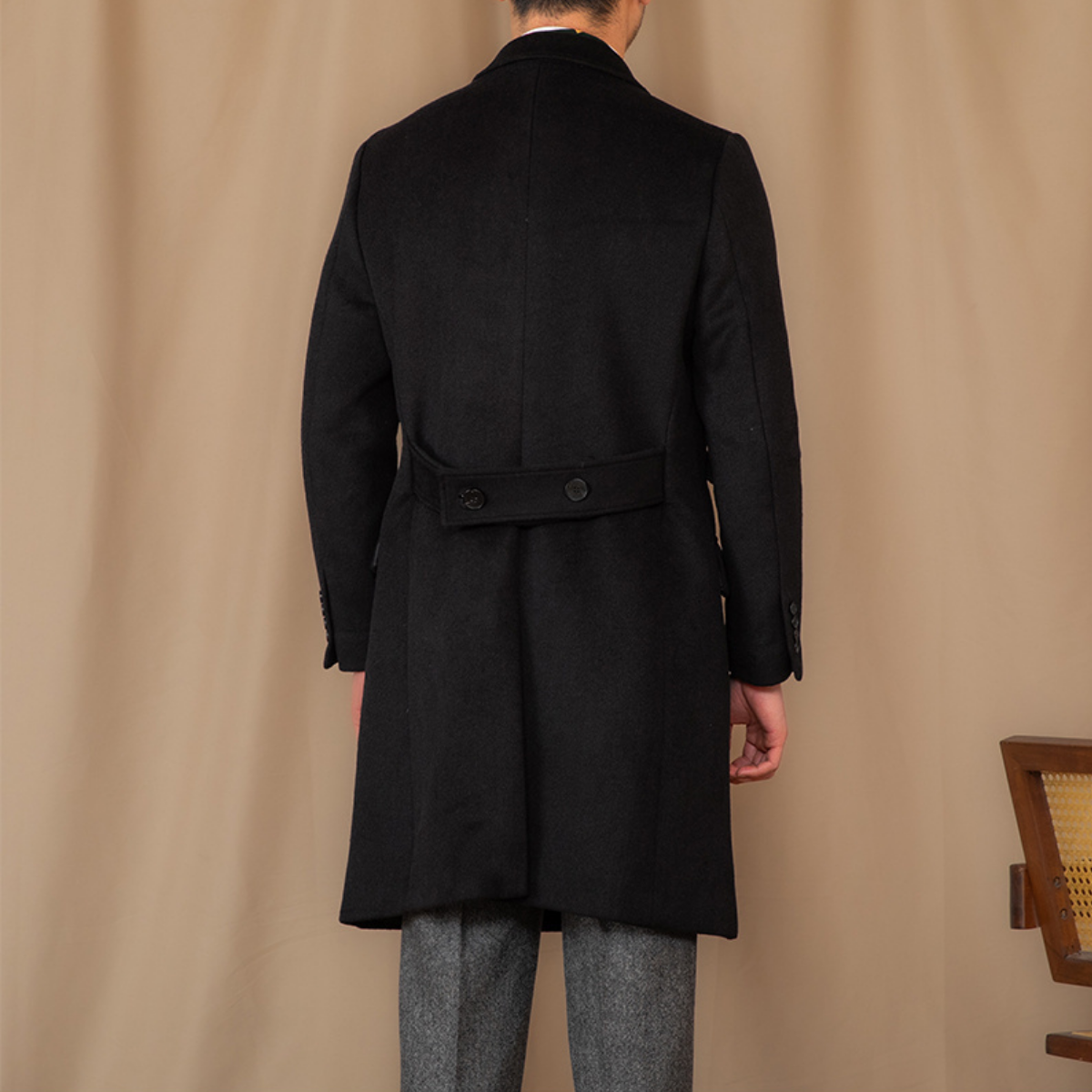 Wool Blend Double Breasted Coat