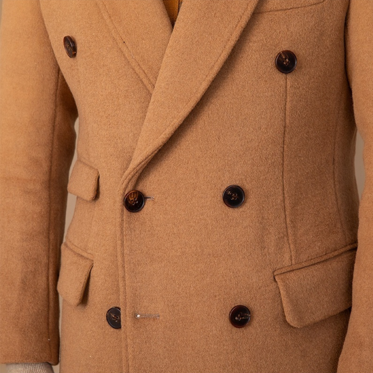 Wool Blend Double Breasted Coat