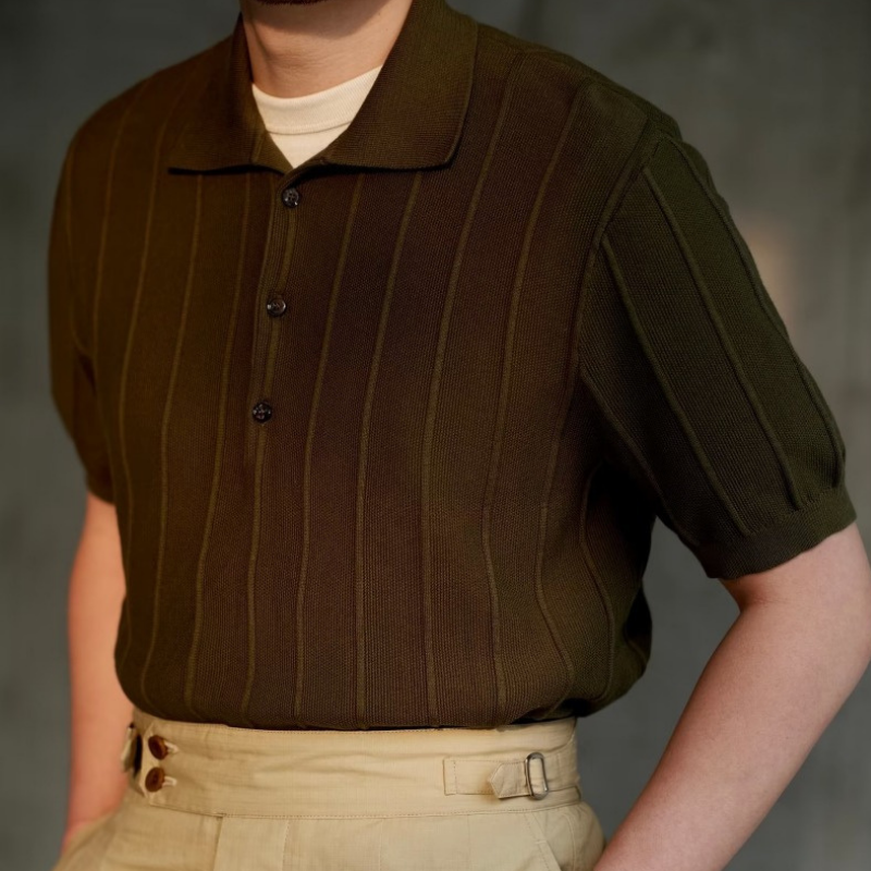 Three Button Striped London Polo T-shirt