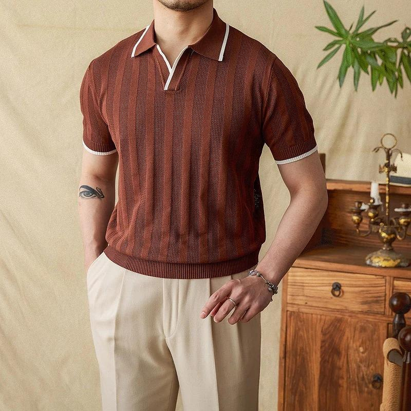 Venice Knit Striped Polo