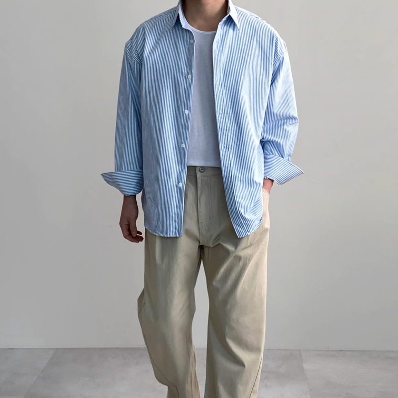 Striped Cotton Blue Shirt