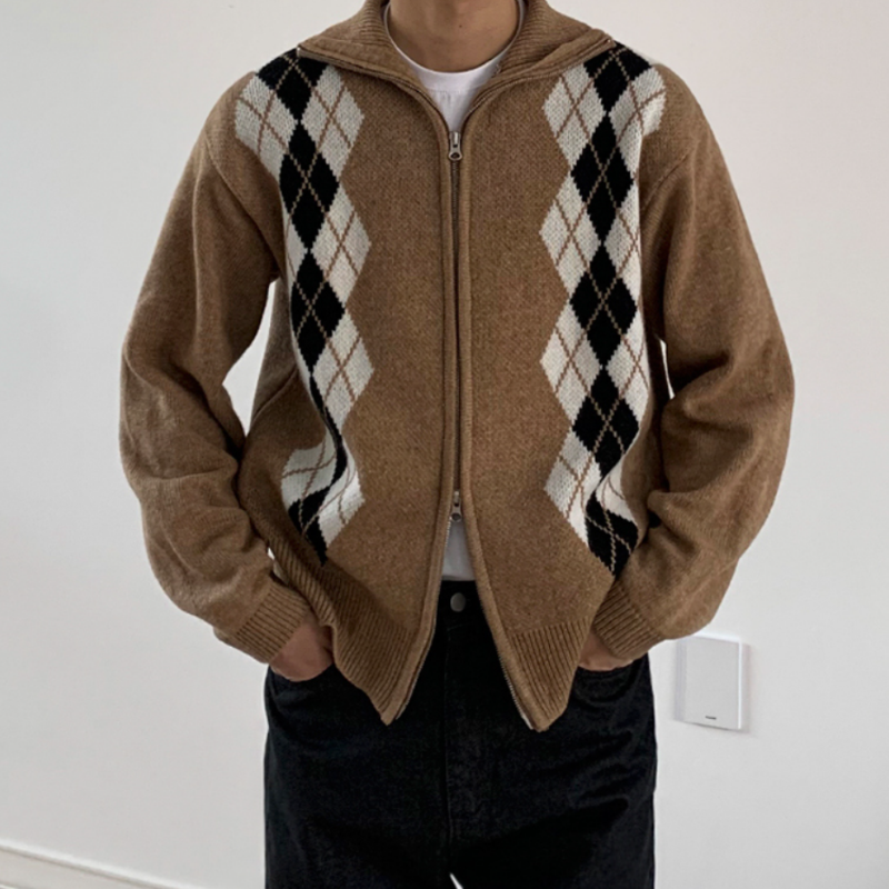 Rhombus Patterned Cardigan