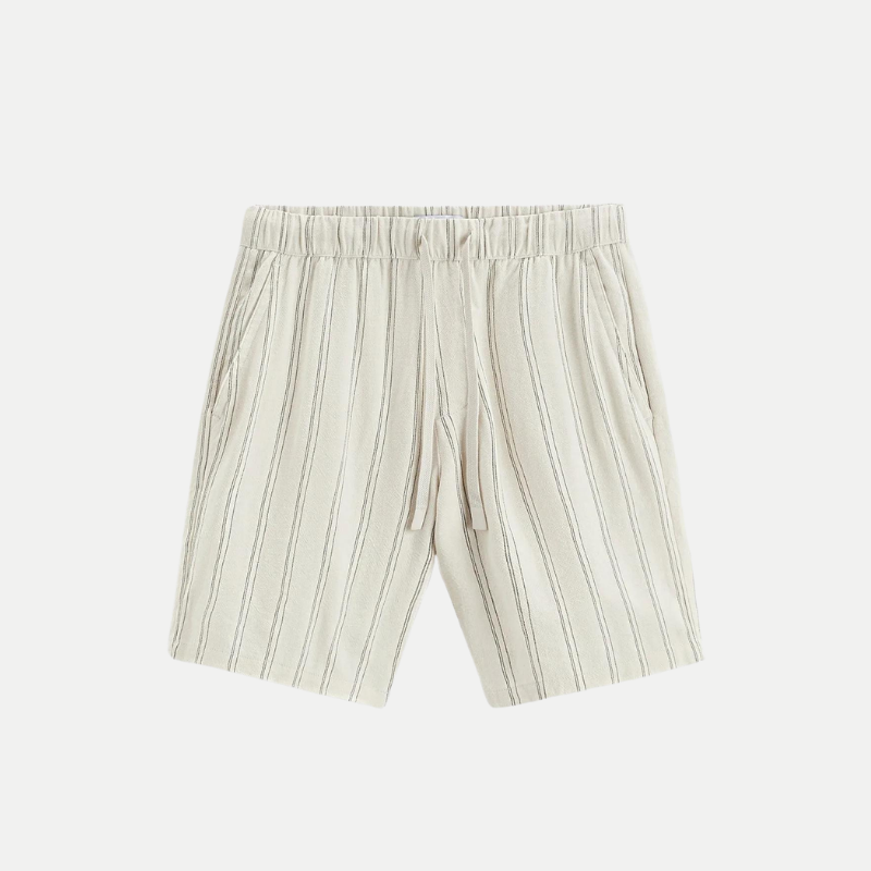 Striped Beige Linen Shorts