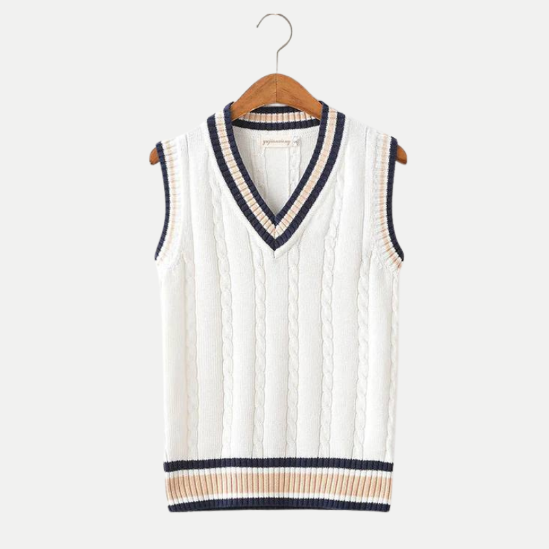 Knit V-Neck Cotton Sweater Vest